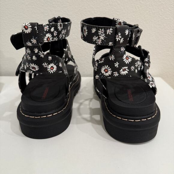 Union Bay Downtown Gladiator Blk/Wht Floral Strappy Chunky Sandals Womens Sz 10M - Picture 3 of 6